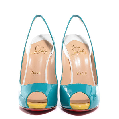 Christian Louboutin Patent Flo Sling 120 Pumps 36 Caraibes Canari 2 of 5