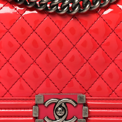 Chanel Patent Calfskin Enamel Quilted Medium Boy Flap Dark Pink 8 of 14