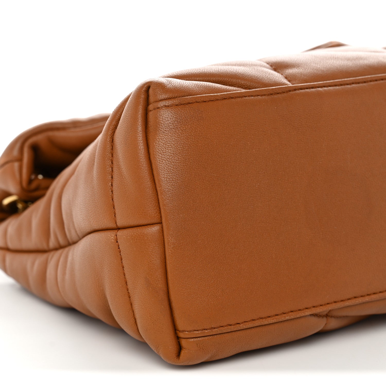 Saint Laurent Lambskin Quilted Small Loulou Puffer Monogram Chain Satchel Dark Honey 9 of 11