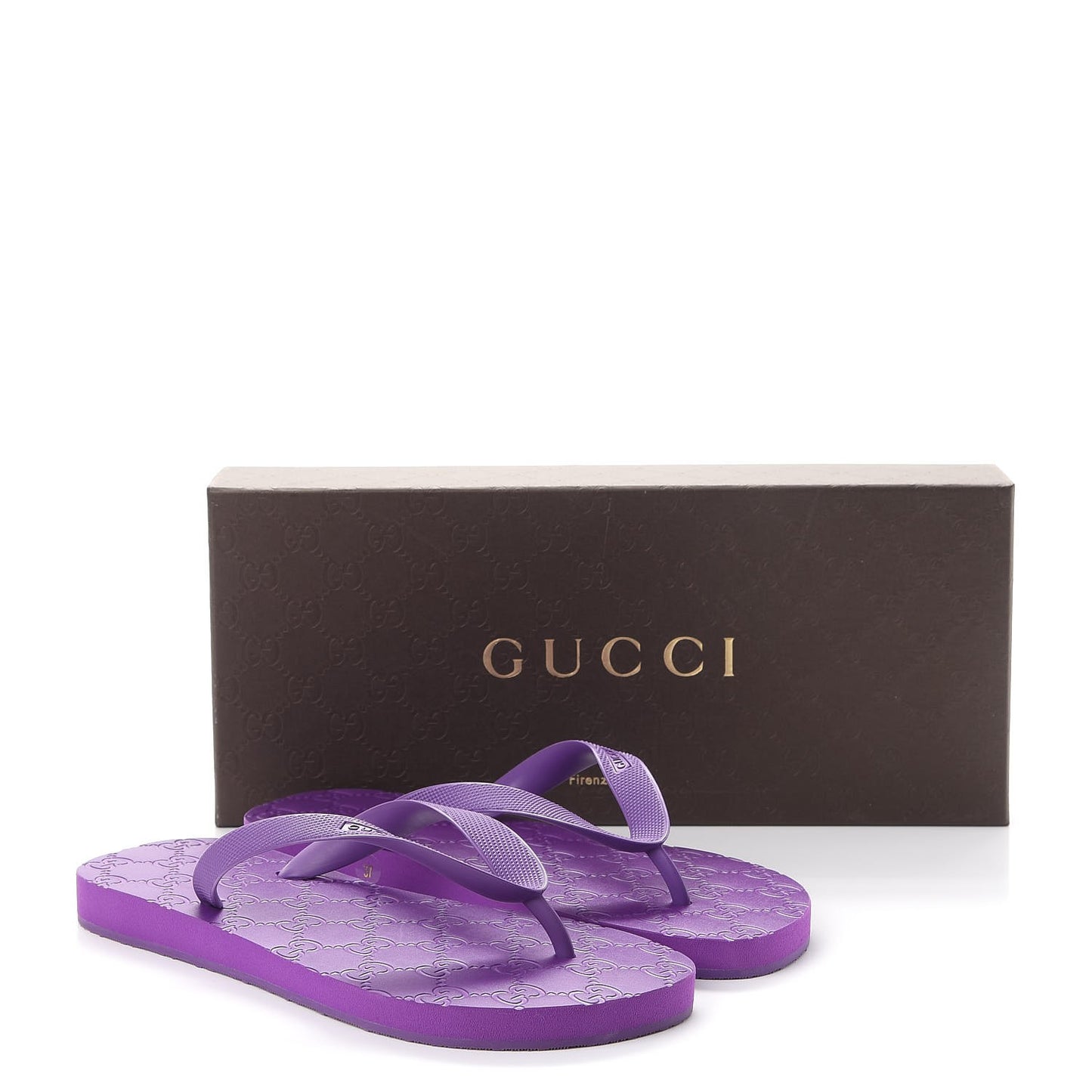 Rubber Guccissima Bedlam Thong Sandals 37 Purple