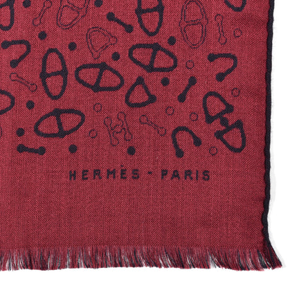 Hermes Cashmere Silk Point A Point Muffler Cassis Marine 4 of 6