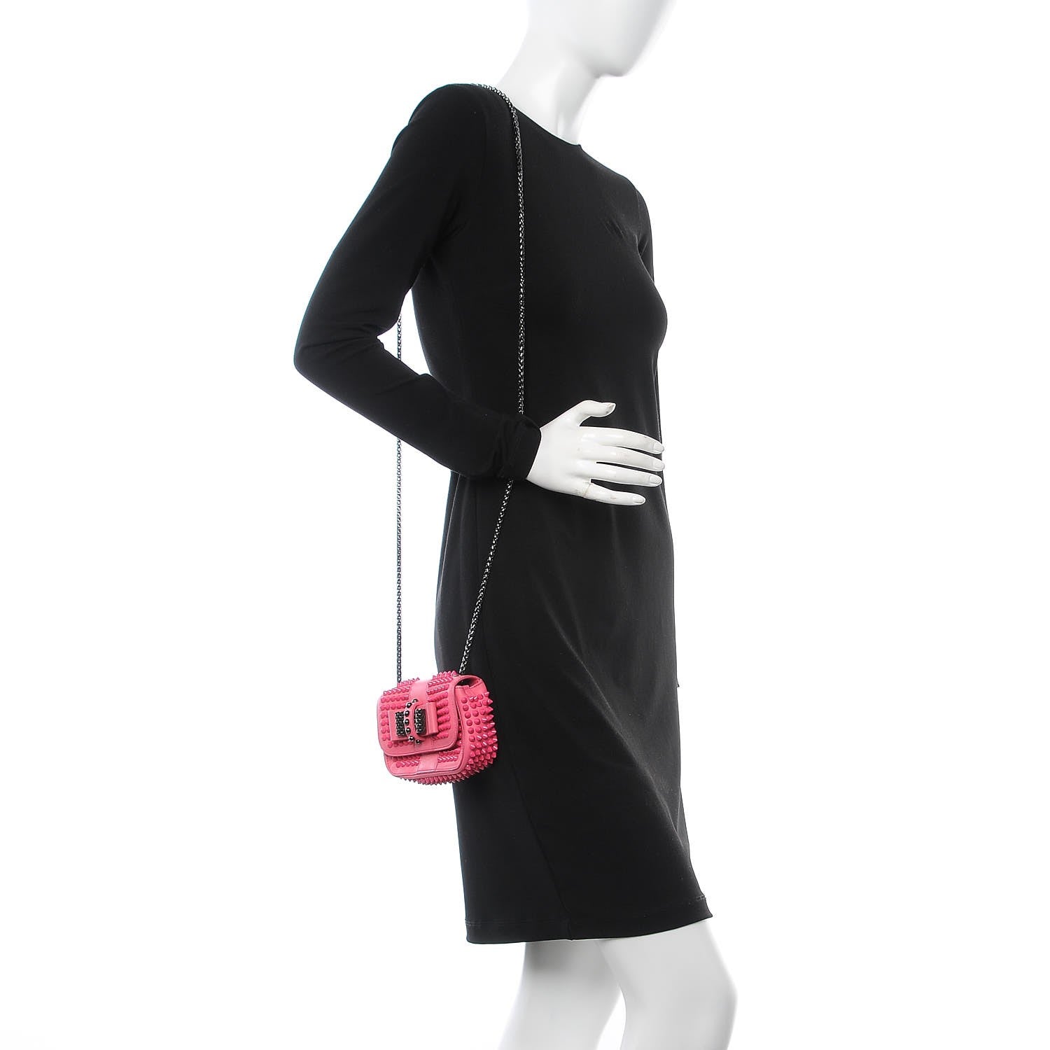 Christian Louboutin Calfskin Spiked Sweety Charity Crossbody Bag Pink 2 of 10