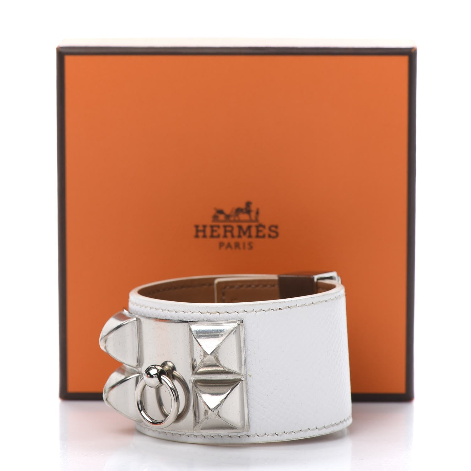 Hermes Epsom Collier de Chien CDC Bracelet T2 White 9 of 9