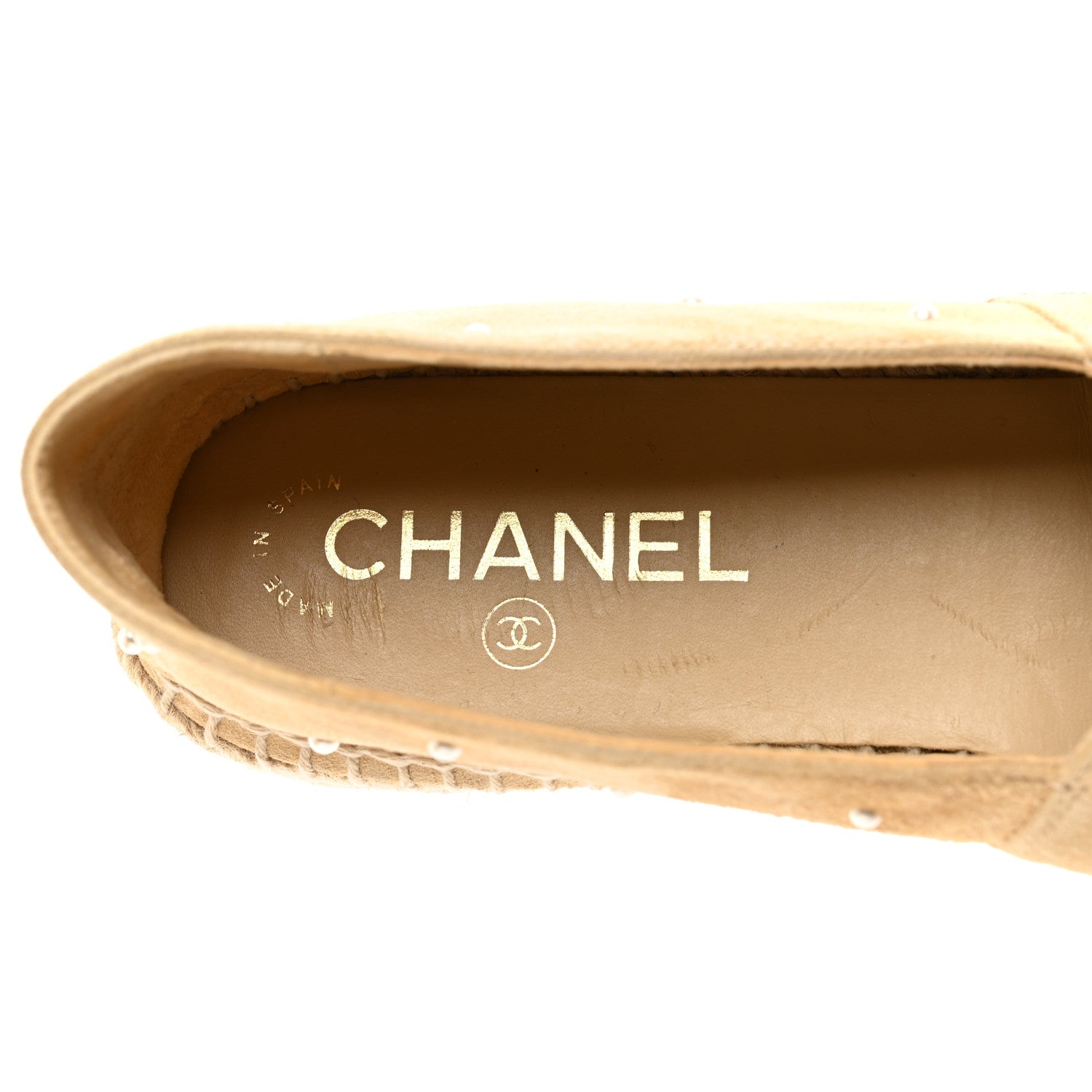 Chanel Suede Pearl CC Espadrilles 38 Beige Black 8 of 10