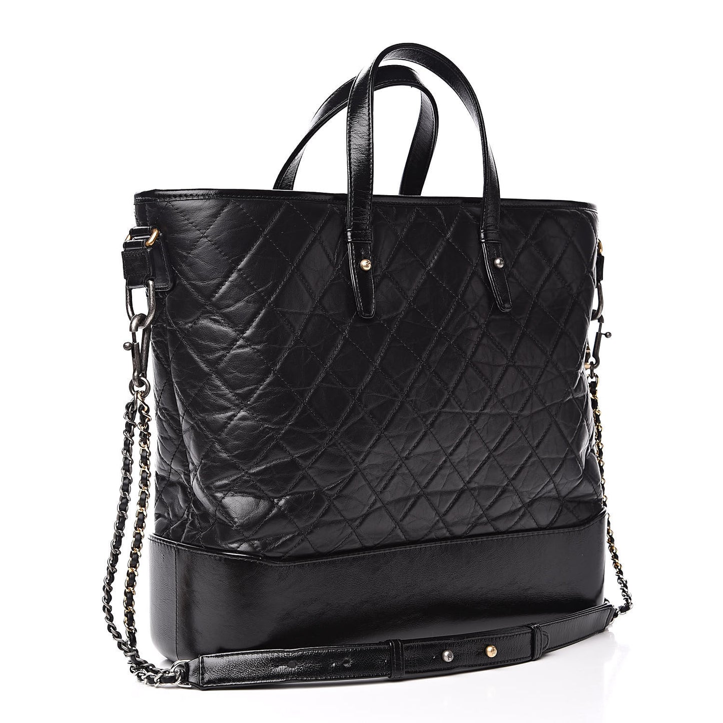 Calfskin Quilted Large Gabrielle Shopping Tote Black