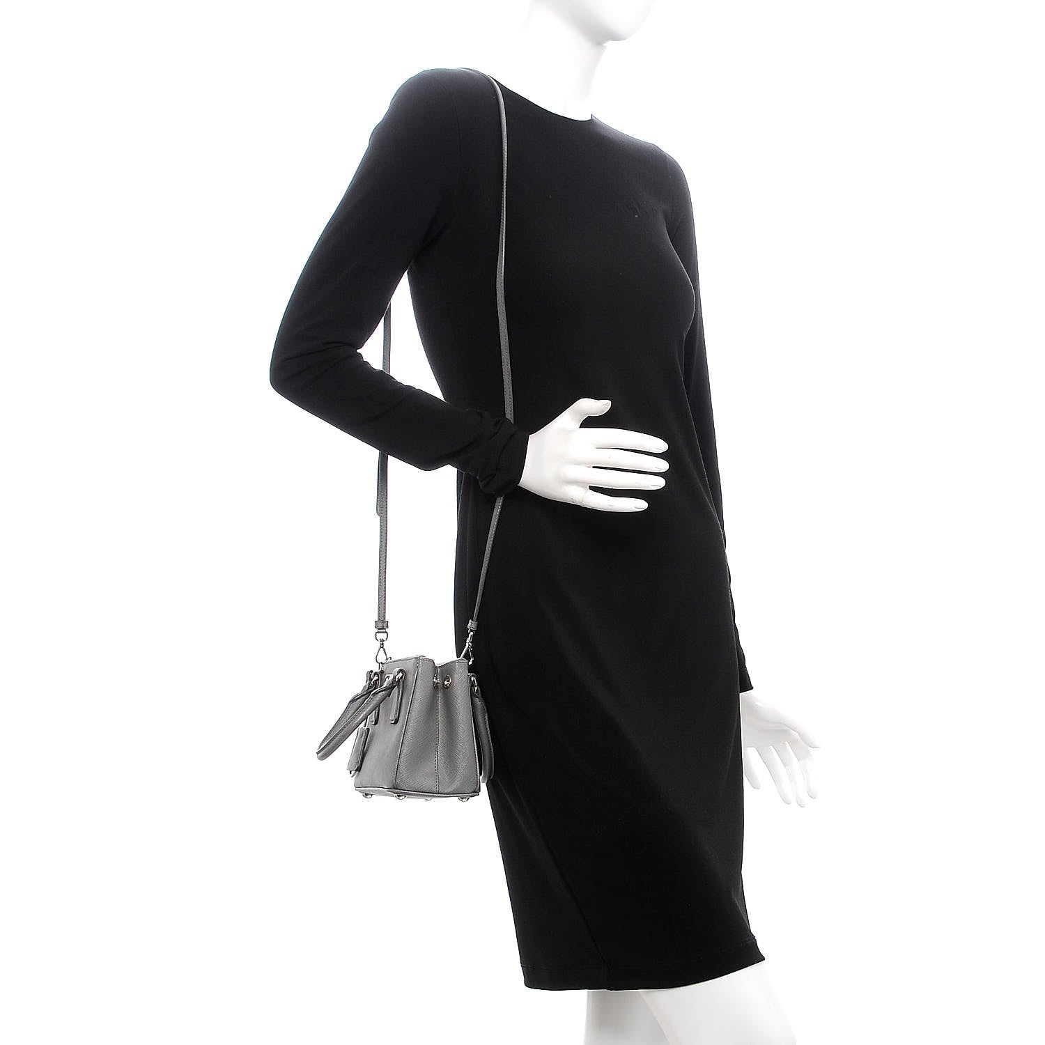 Prada Saffiano Mini Galleria Double Zip Tote Marmo 2 of 9