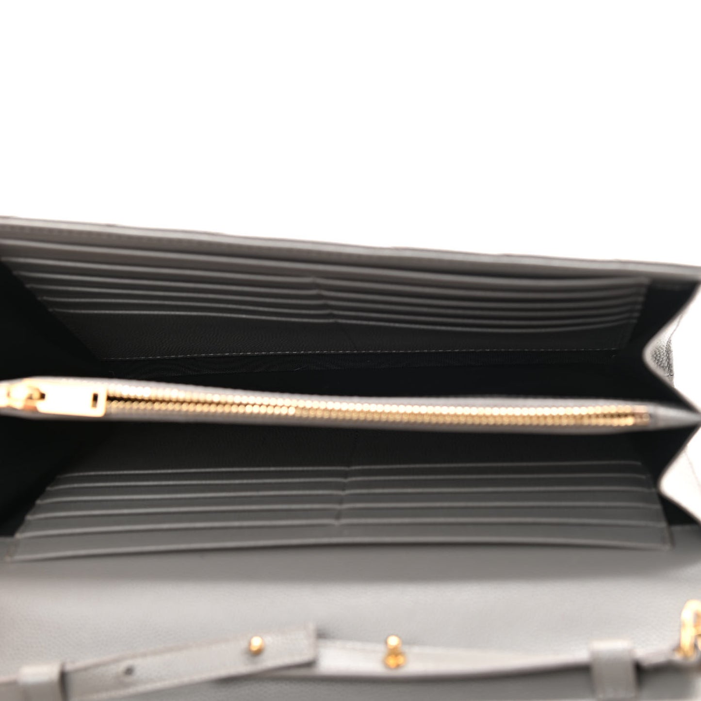 Grain De Poudre Matelasse Chevron Monogram Chain Wallet Oyster Grey