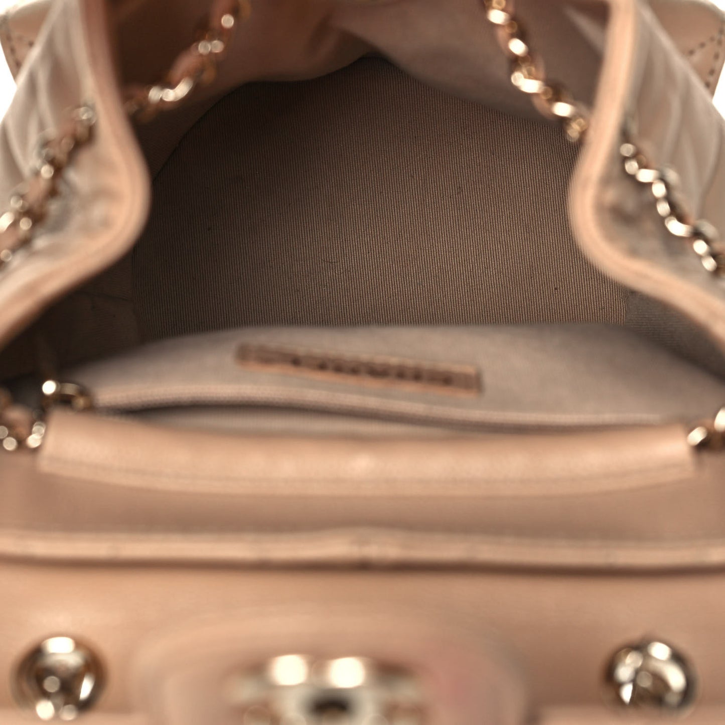 Caviar Quilted Double Pocket Backpack Beige