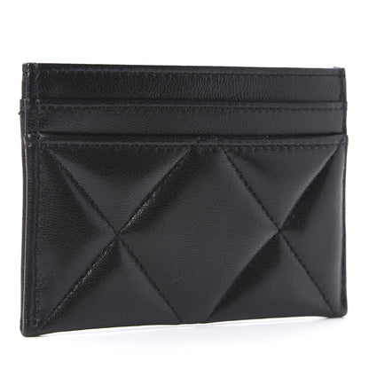 Chanel Shiny Goatskin Quilted Chanel 19 Card Holder Black 3 of 11