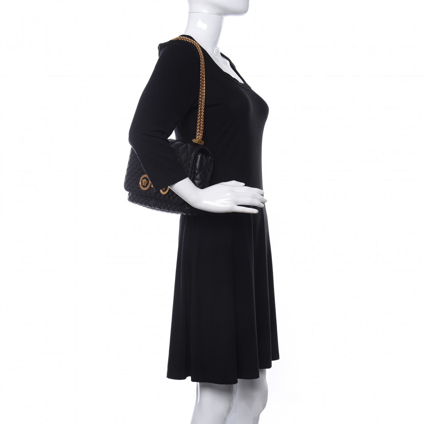 Nappa Quilted Icon Shoulder Bag Black