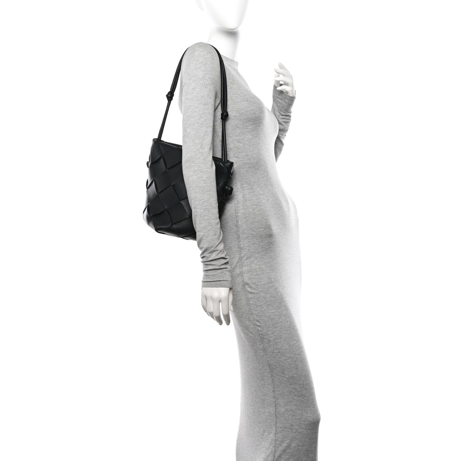 Bottega Veneta Nappa Maxi Intrecciato Clasp Bucket Bag Black 2 of 10