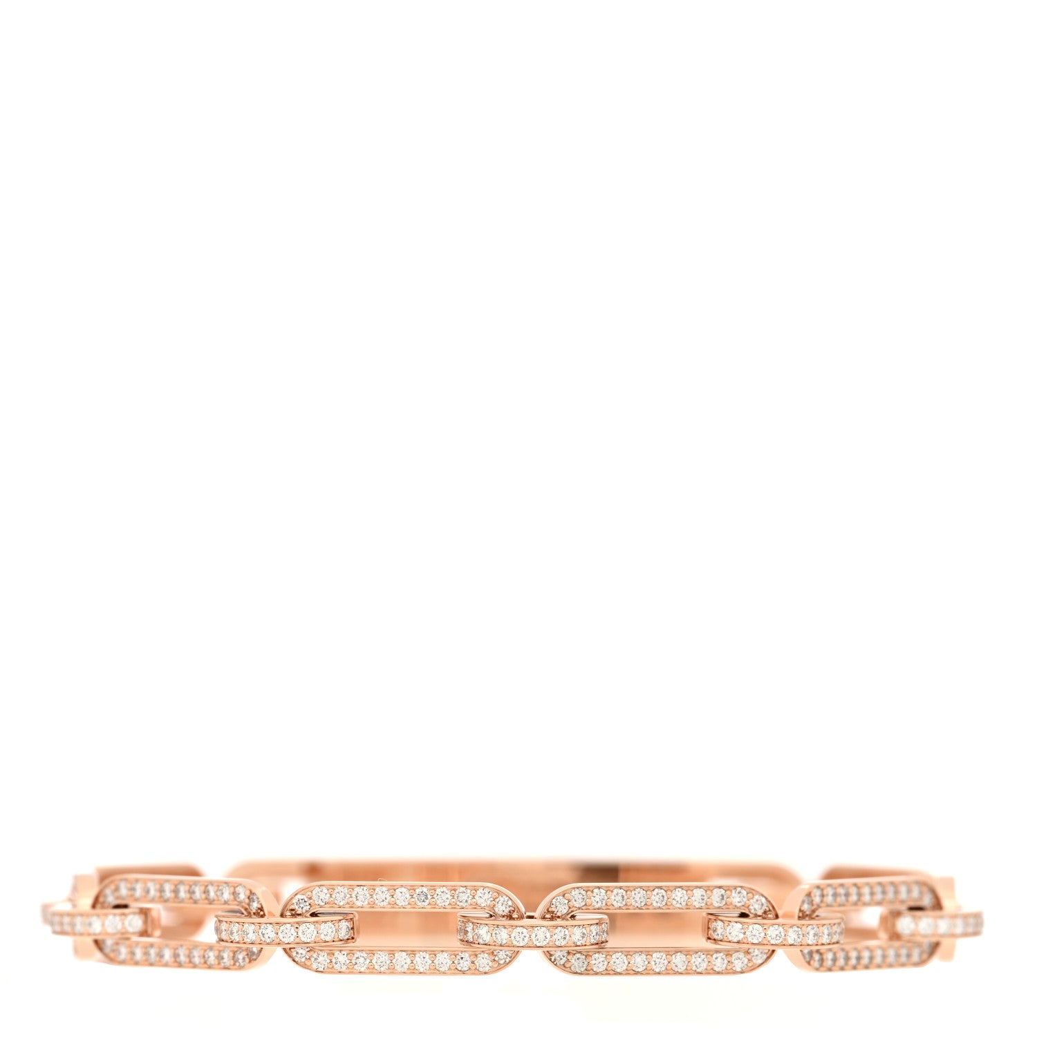 Hermes 18K Rose Gold Diamond Full Pave PM Kelly Chaine Bracelet SH 2 of 4