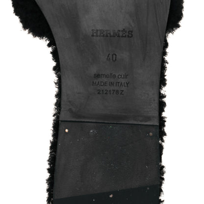Hermes Woolskin Oran Sandals 40 Black 6 of 7