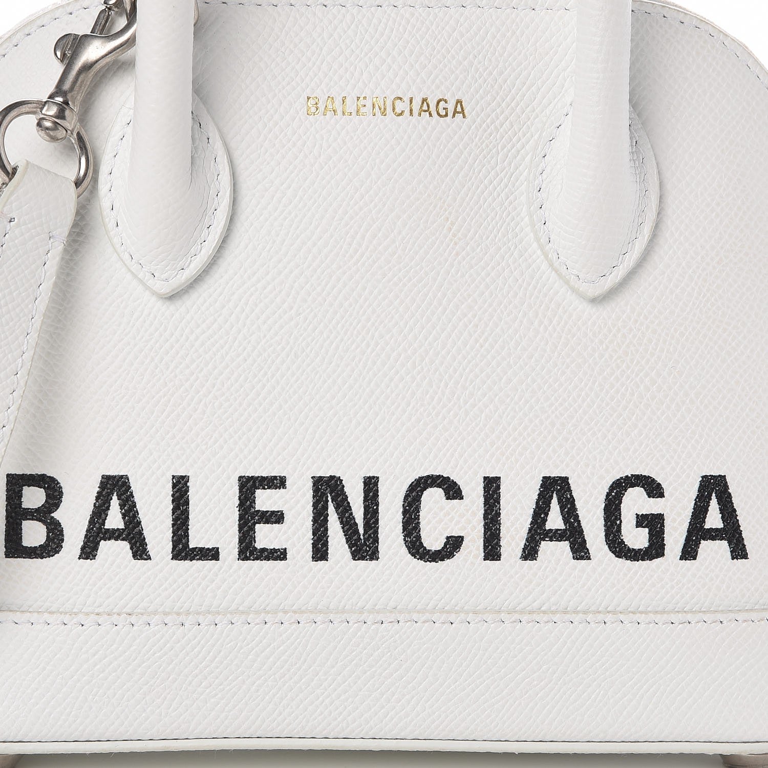 Balenciaga Grained Calfskin XXS Ville Top Handle Bag White Black 6 of 12