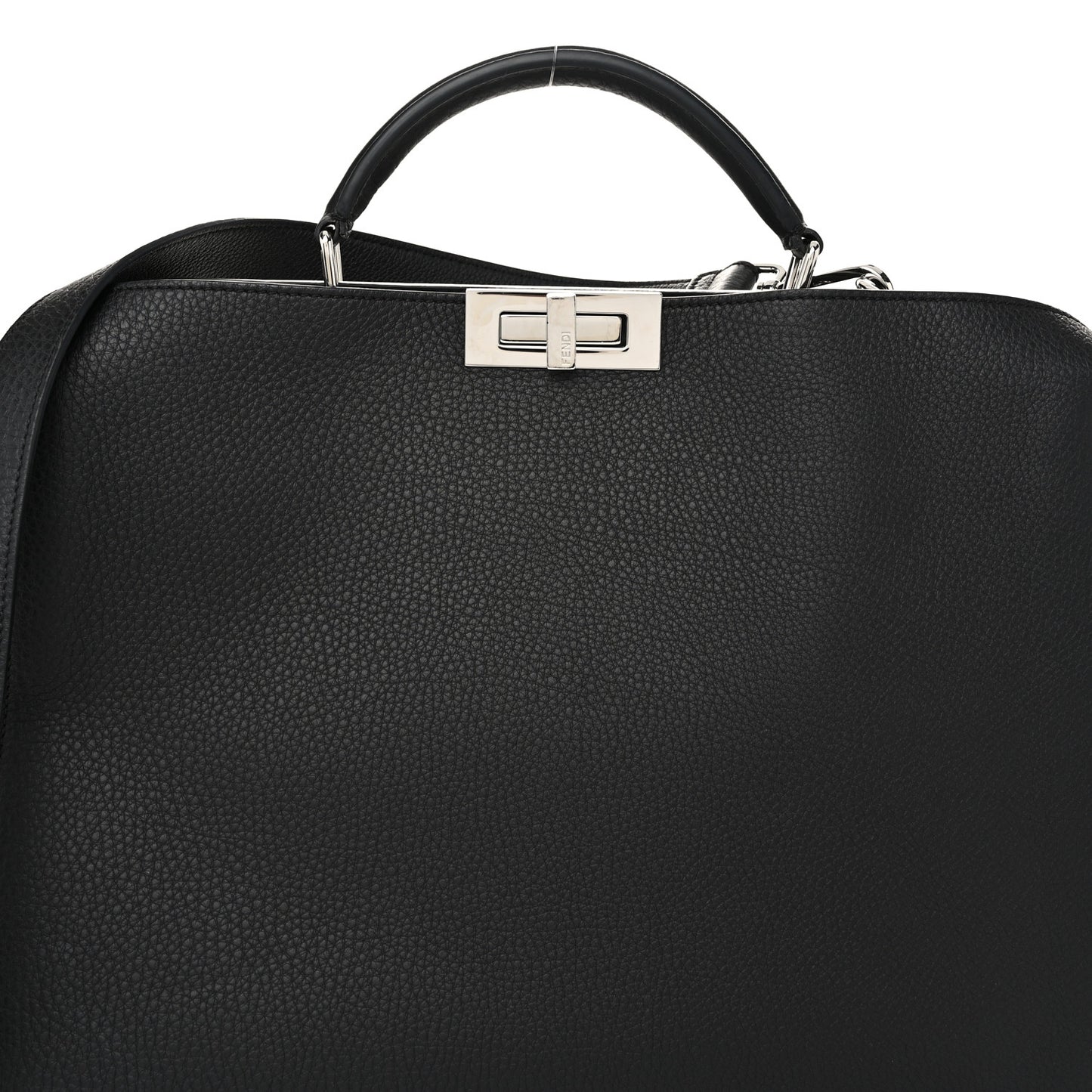 Cuoio Romano Vitello Cover Glazed Fabric Bi-Color FF 1974 Medium Peekaboo I SEE U Satchel Black Mimosa Tobacco Moro