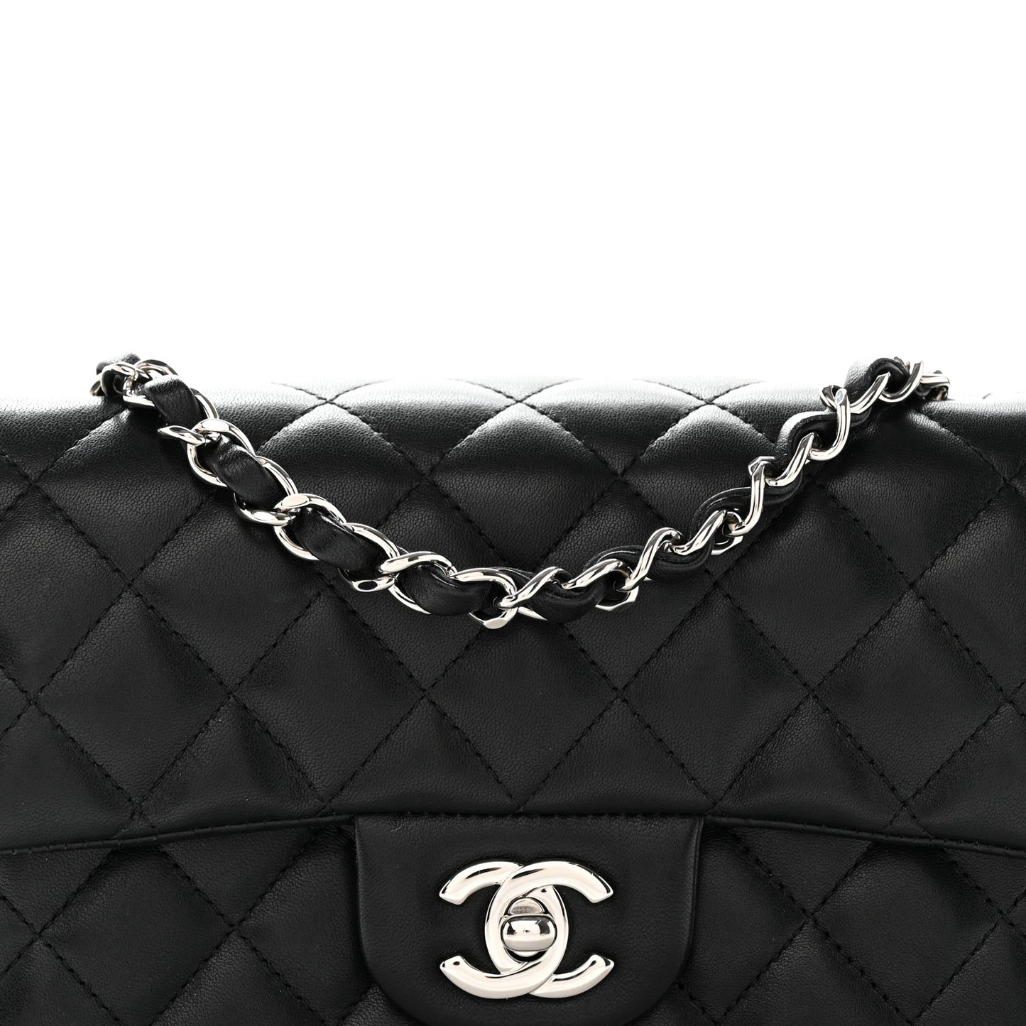 Lambskin Quilted Mini Rectangular Flap Black