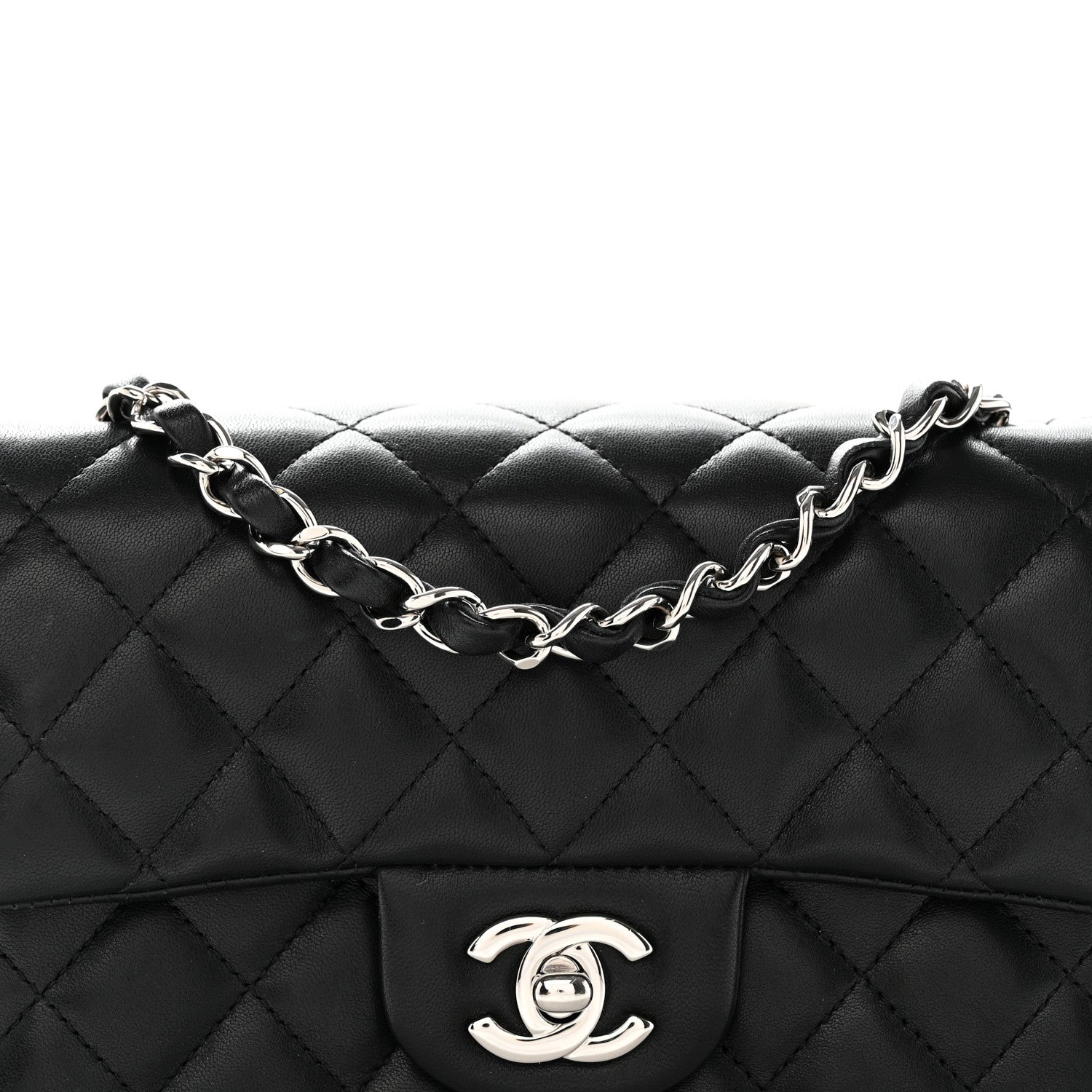 Chanel Lambskin Quilted Mini Rectangular Flap Black 7 of 14