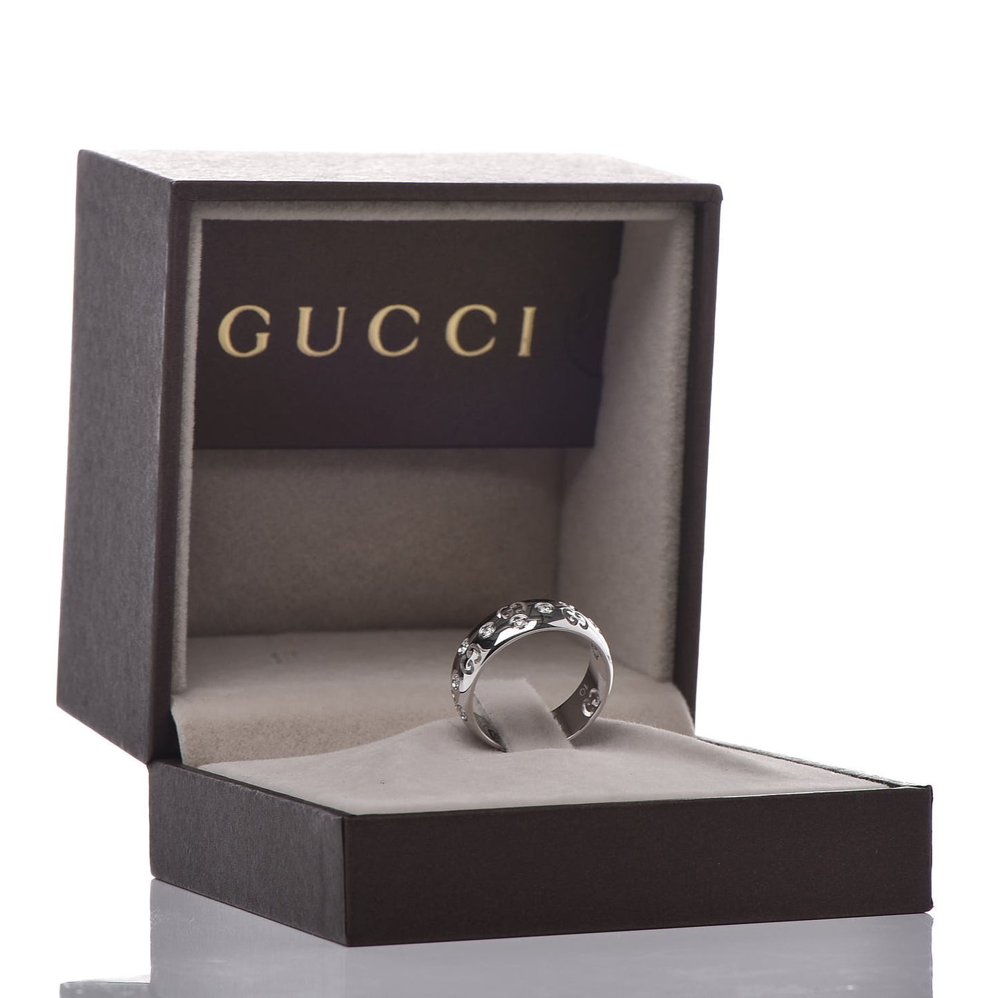 18K White Gold Diamond 6mm Icon Band Ring 50 5.25