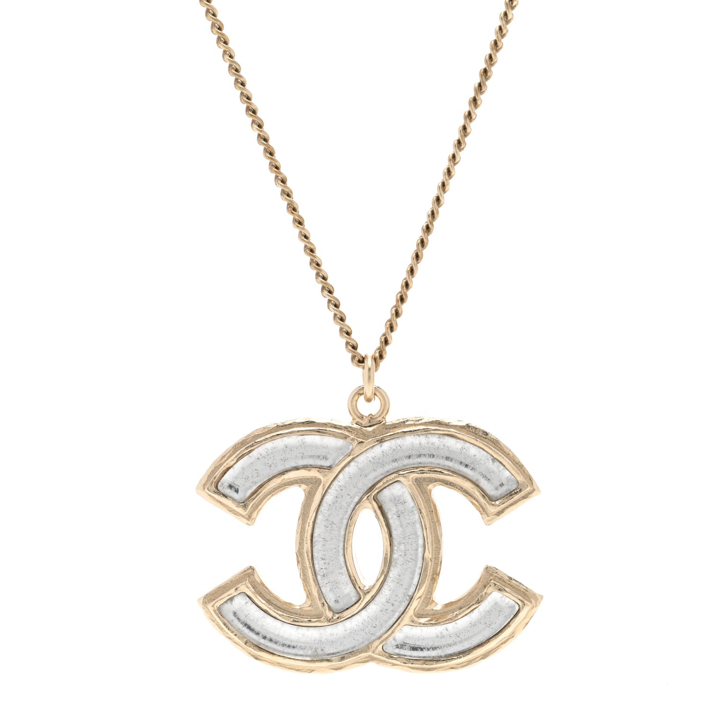 Enamel CC Pendant Necklace Gold Silver