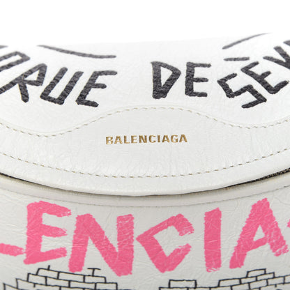Balenciaga Agneau Arena Graffiti All Over XXS Souvenir Belt Bag White Multicolor 10 of 11