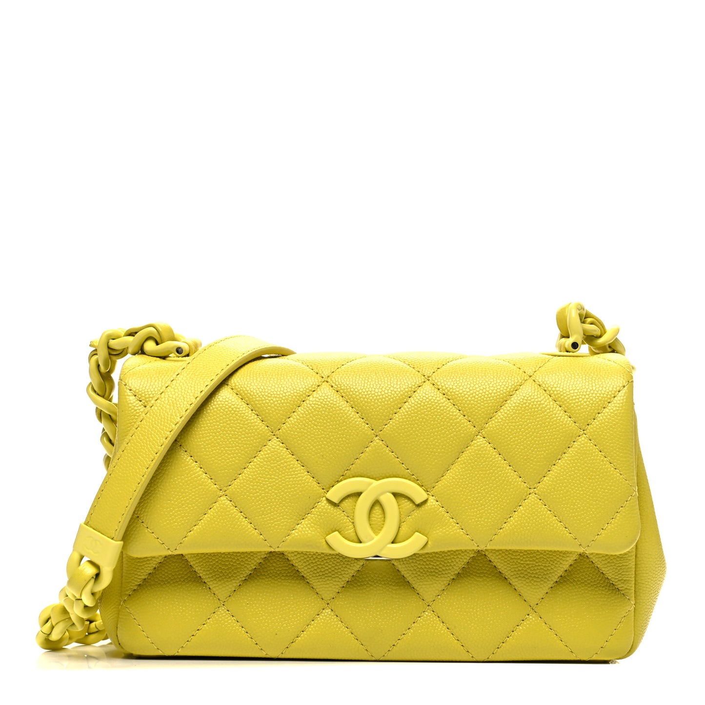 Caviar Quilted My Everything Small Flap Yellow