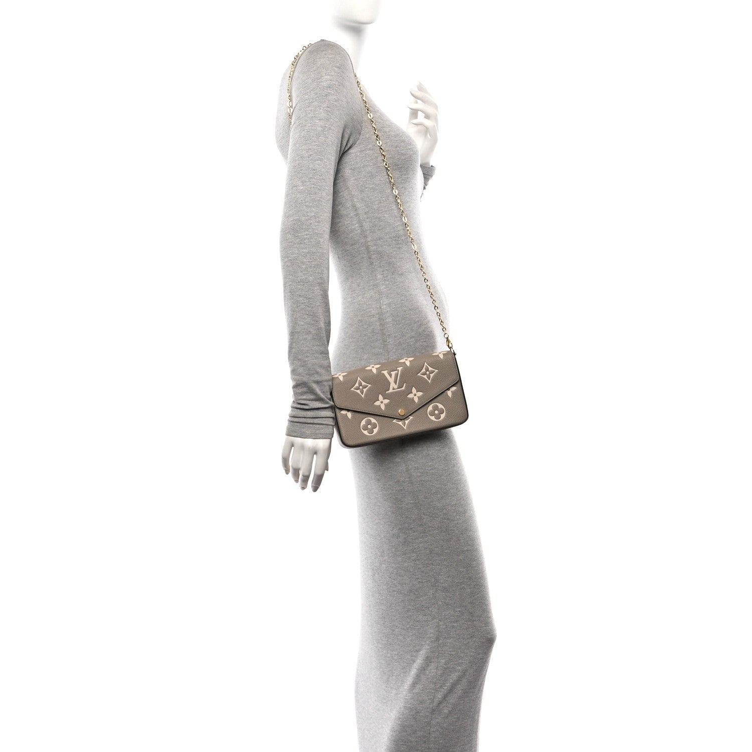 Louis Vuitton Empreinte Monogram Giant Felicie Pochette Tourterelle Creme 2 of 14