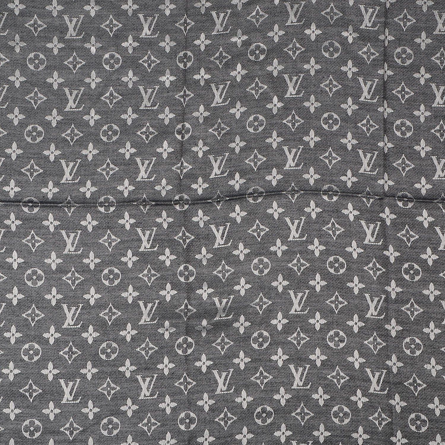 Louis Vuitton Silk Wool Monogram Denim Shawl Black 1 of 5