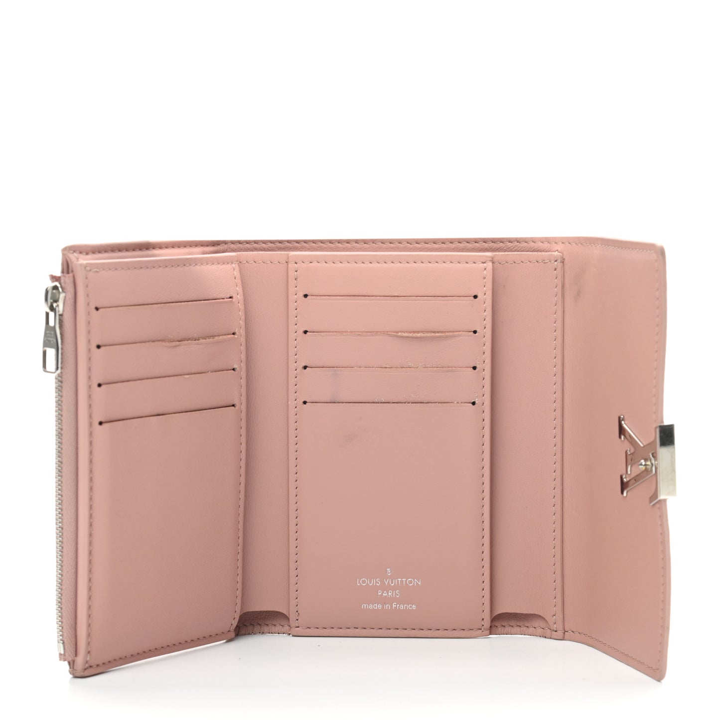 Taurillon Perforated Capucines Compact Wallet Magnolia