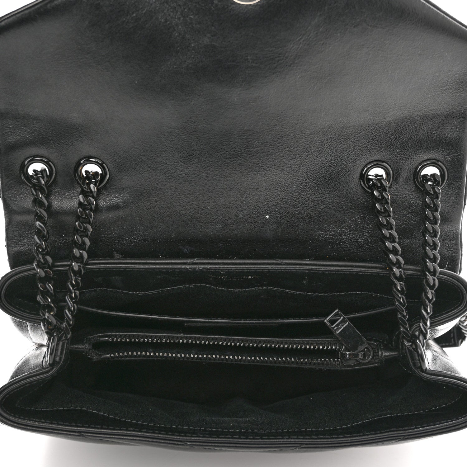 Saint Laurent Calfskin Y Quilted Monogram Monochrome Small Loulou Chain Satchel Black 4 of 12