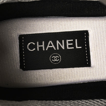Chanel Mesh Suede Grained Calfskin Womens CC Sneakers 40.5 Black White 7 of 10