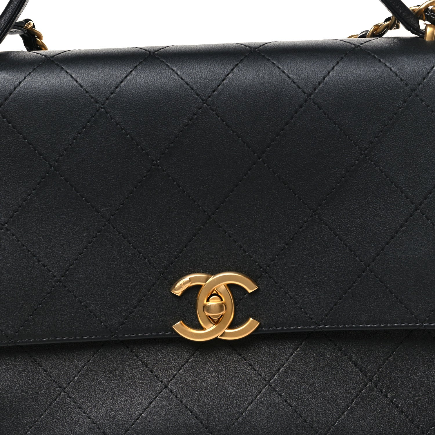 Chanel Calfskin Stitched Maxi Flap Top Handle Black 8 of 11
