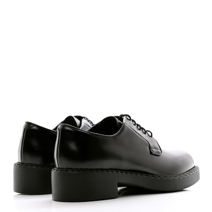 Prada Spazzolato Lace Up 50mm Loafers 39 Black 4 of 9