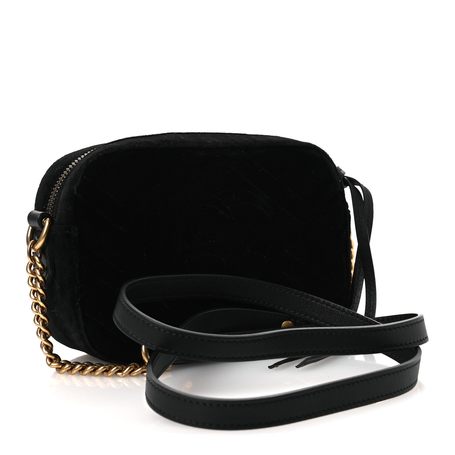 Gucci Velvet Matelasse Marquise Crystals Mini GG Marmont Chain Shoulder Bag Black 3 of 11