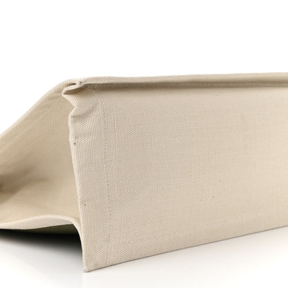 Saint Laurent Linen Calfskin Small Rive Gauche Tote Military Green Blanc Vintage 9 of 10