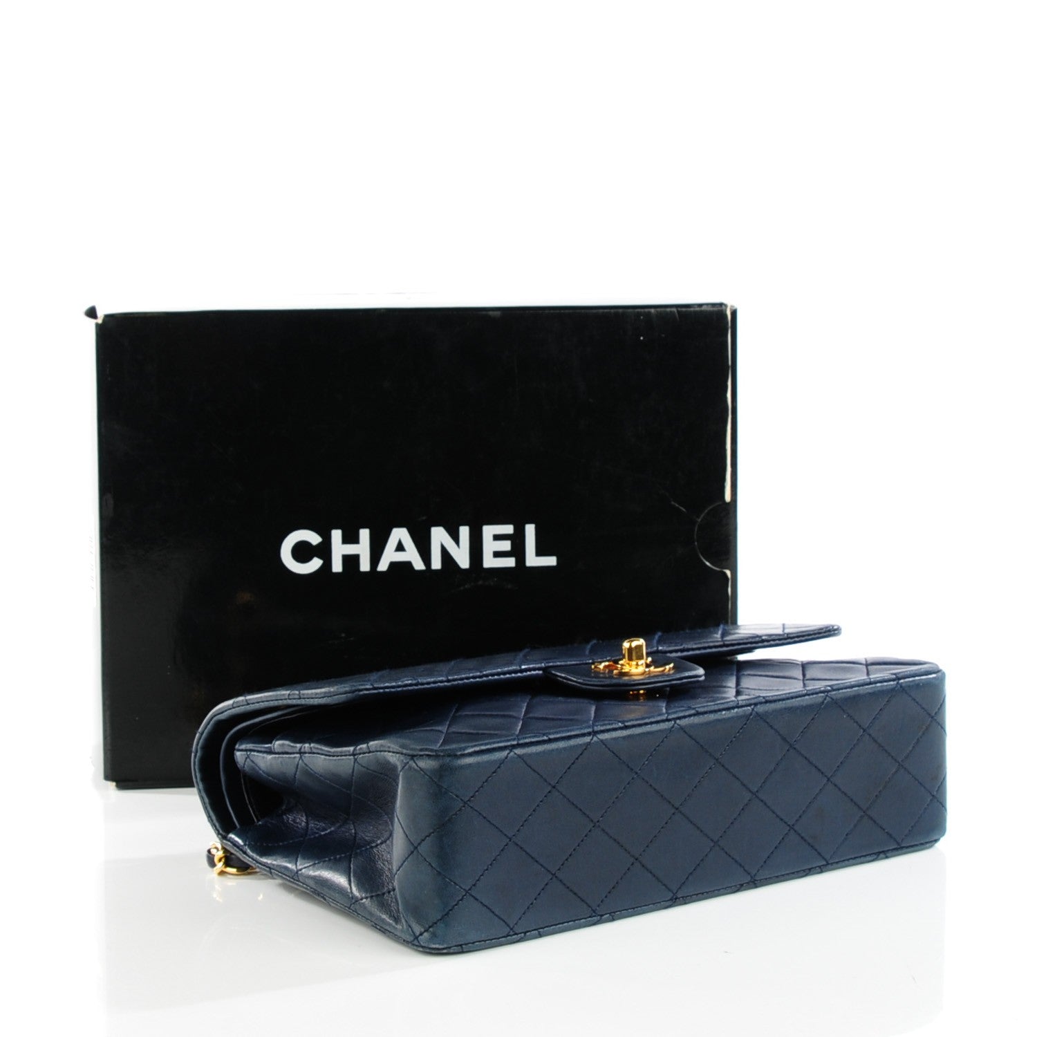 Chanel Lambskin Quilted Medium Double Flap Navy 4 of 8