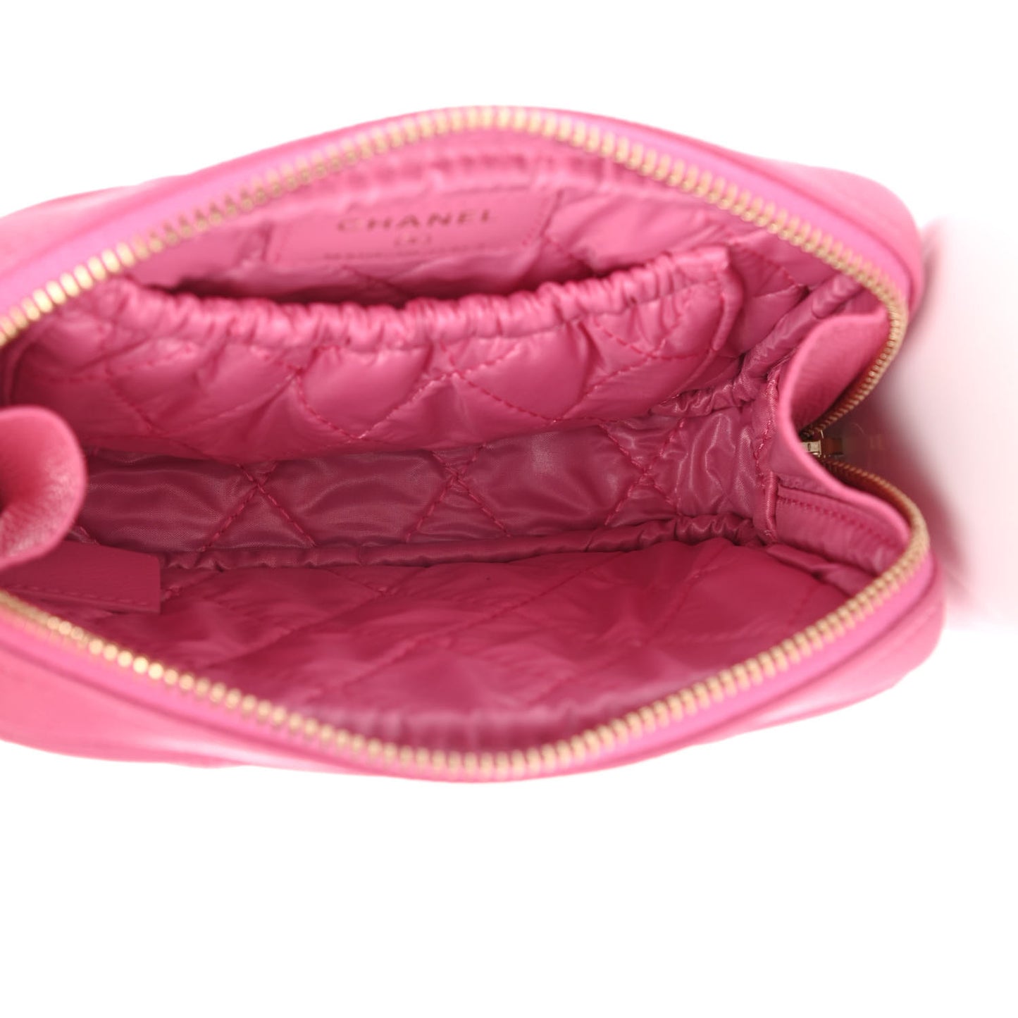 Caviar Quilted Small Curvy Pouch Cosmetic Case Pink