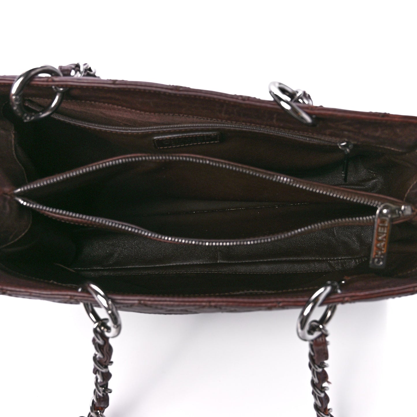 Calfskin Quilted Grand Shopping Tote GST Dark Brown
