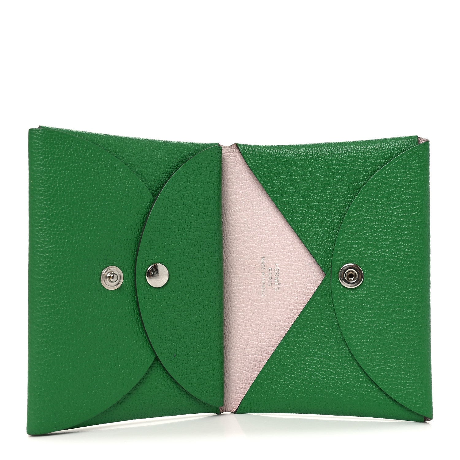 Hermes Chevre Mysore Verso Calvi Duo Card Case Menthe Rose Sakura 5 of 7