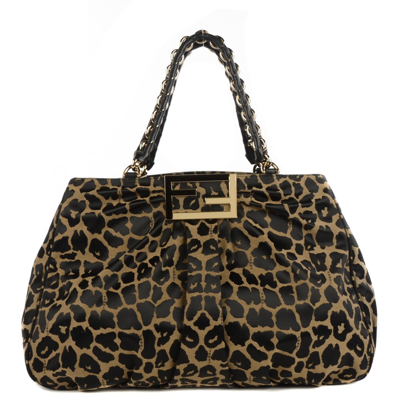 Jacquard Leopard Print Mia Tote Taupe Black