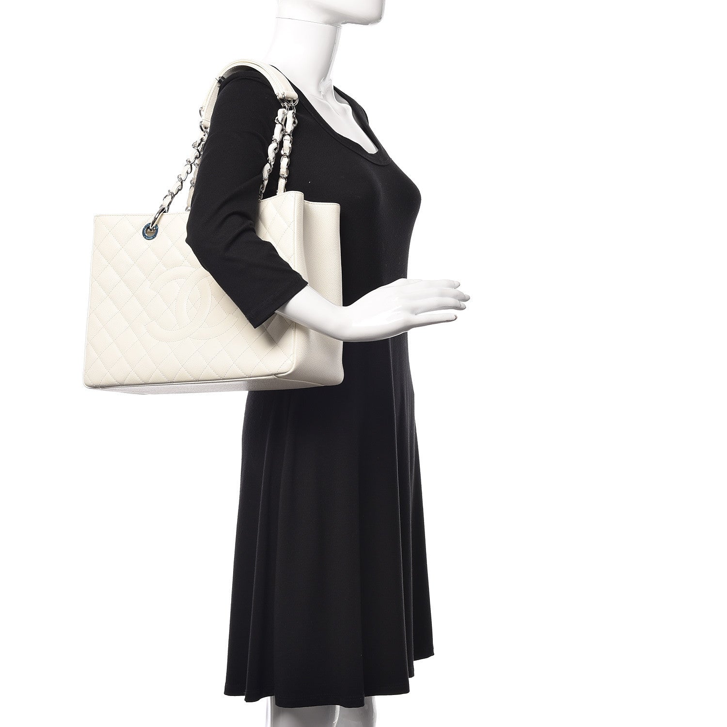 Chanel Caviar Quilted Grand Shopping Tote GST White 2 of 15