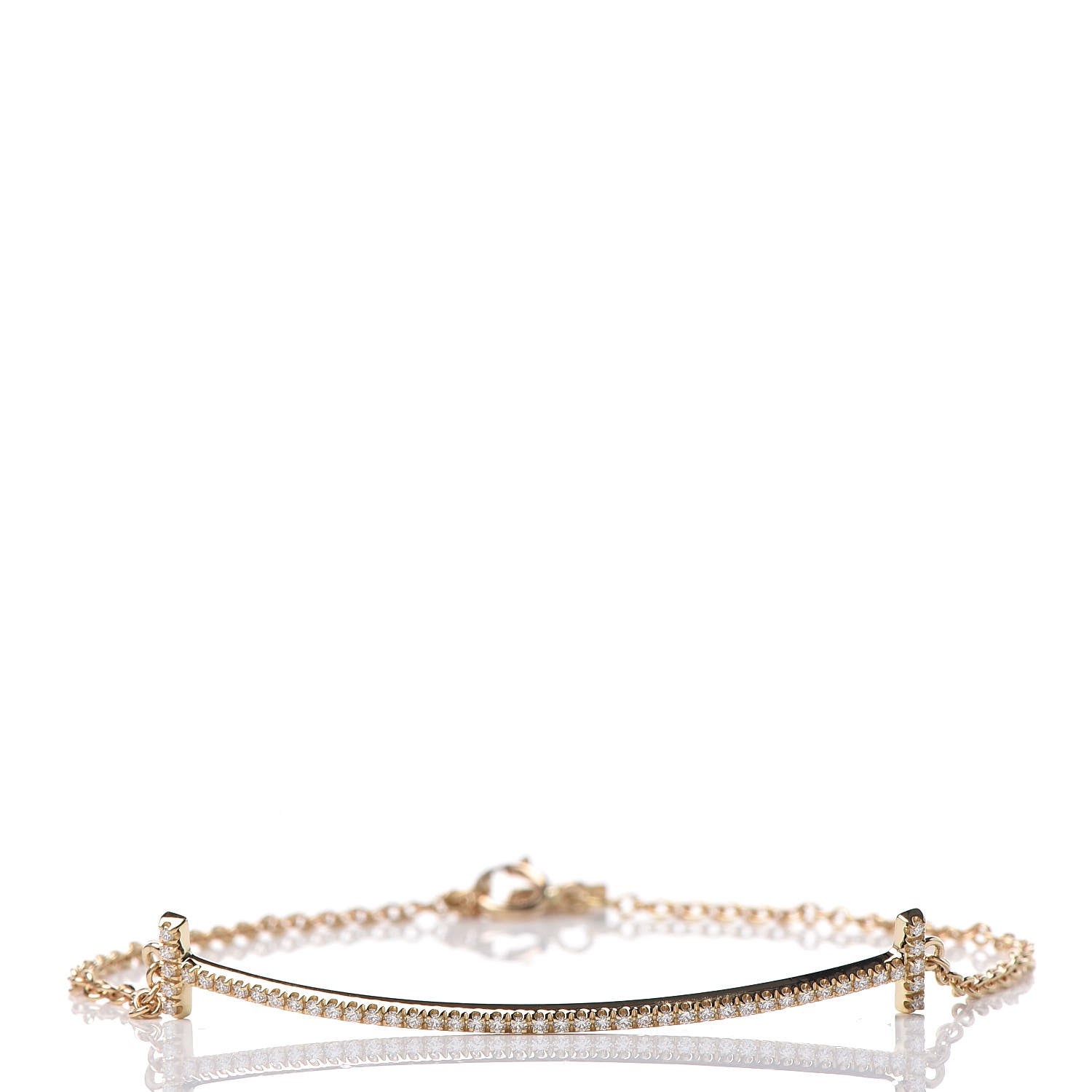 Tiffany 18K Yellow Gold Diamond T Smile Bracelet 4 of 7