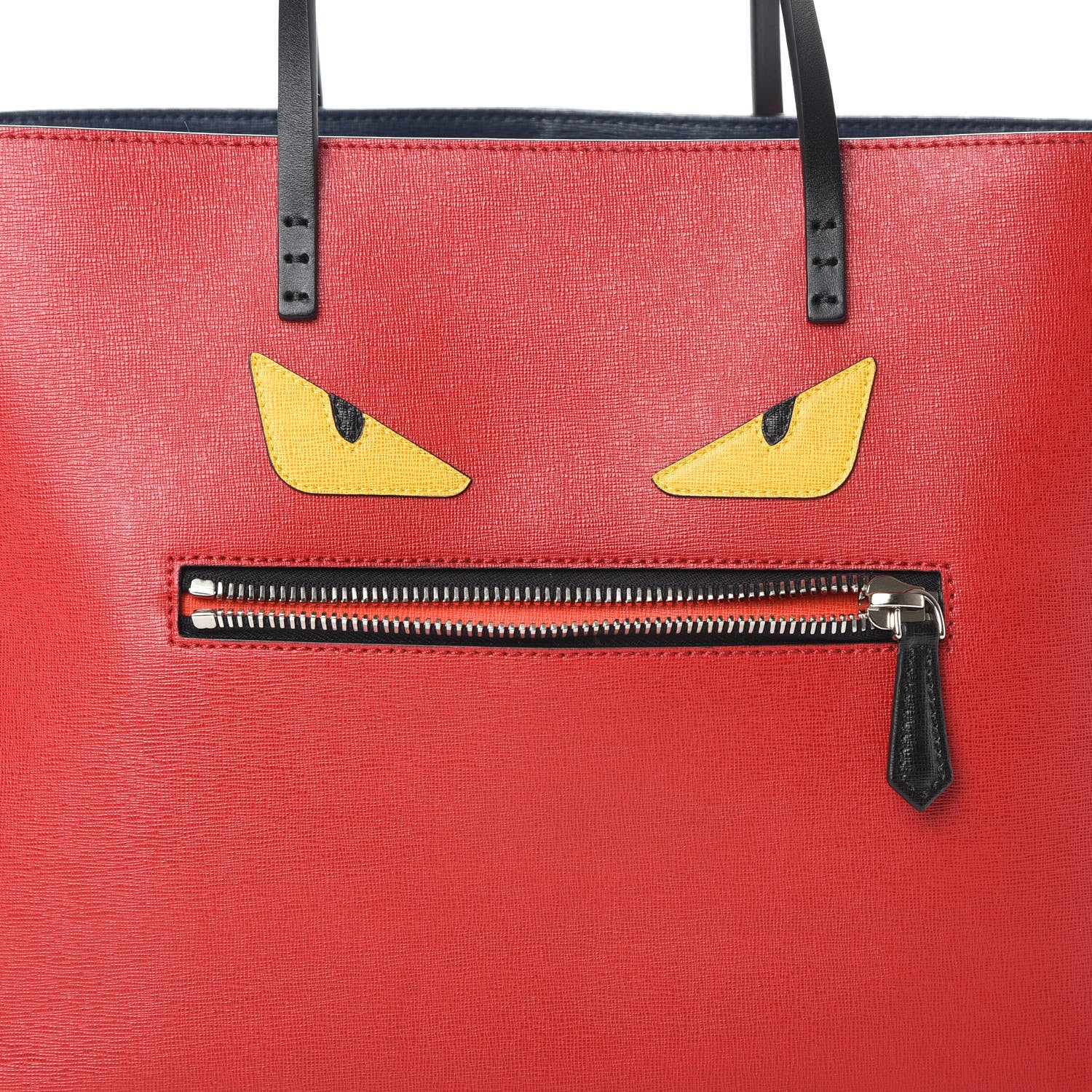 Fendi Vitello Elite Cuoio Monster Buggies Medium Roll Tote Mattone Black Multicolor Lavagna 8 of 11