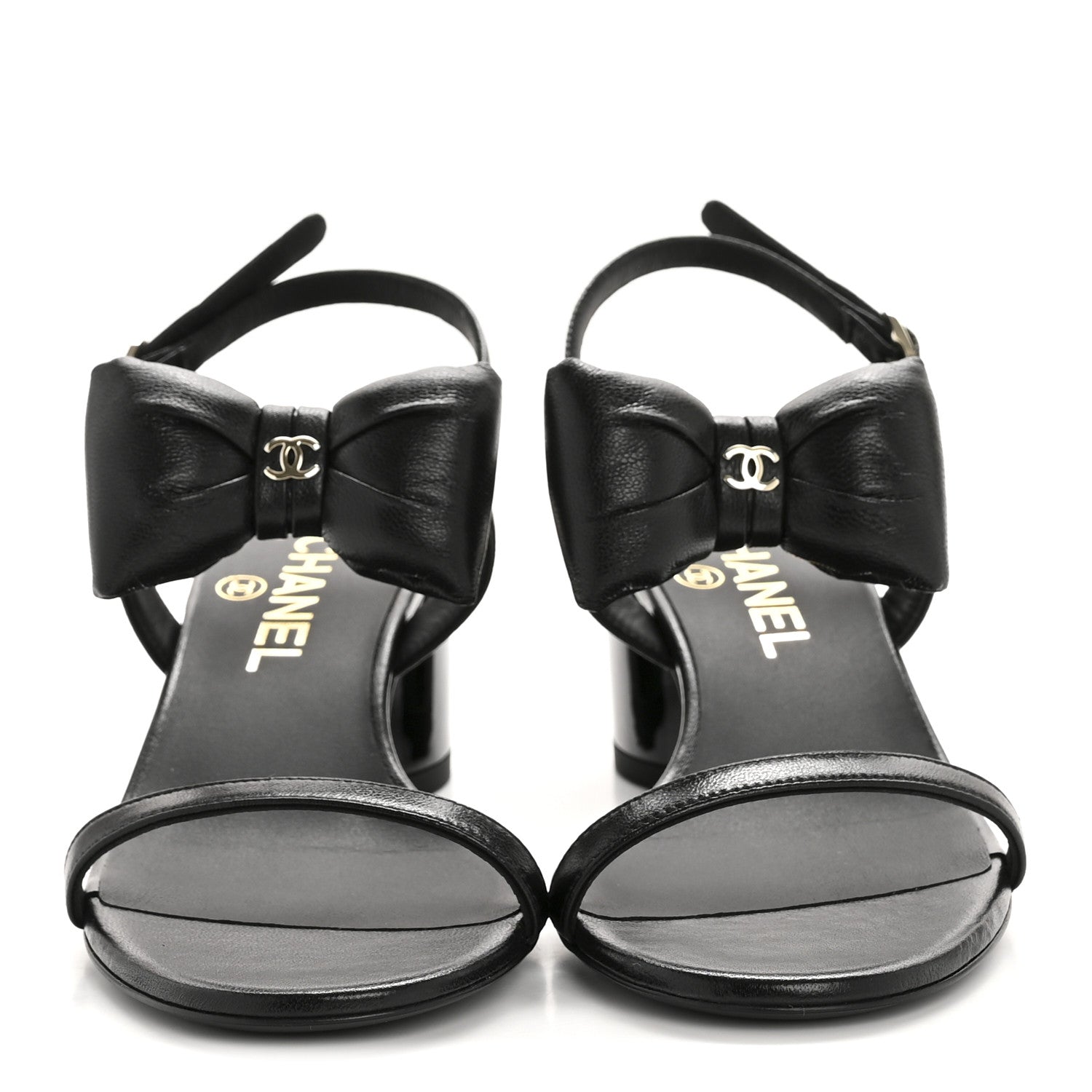 Chanel Lambskin CC Bow 55mm Sandals 36 Black 3 of 10