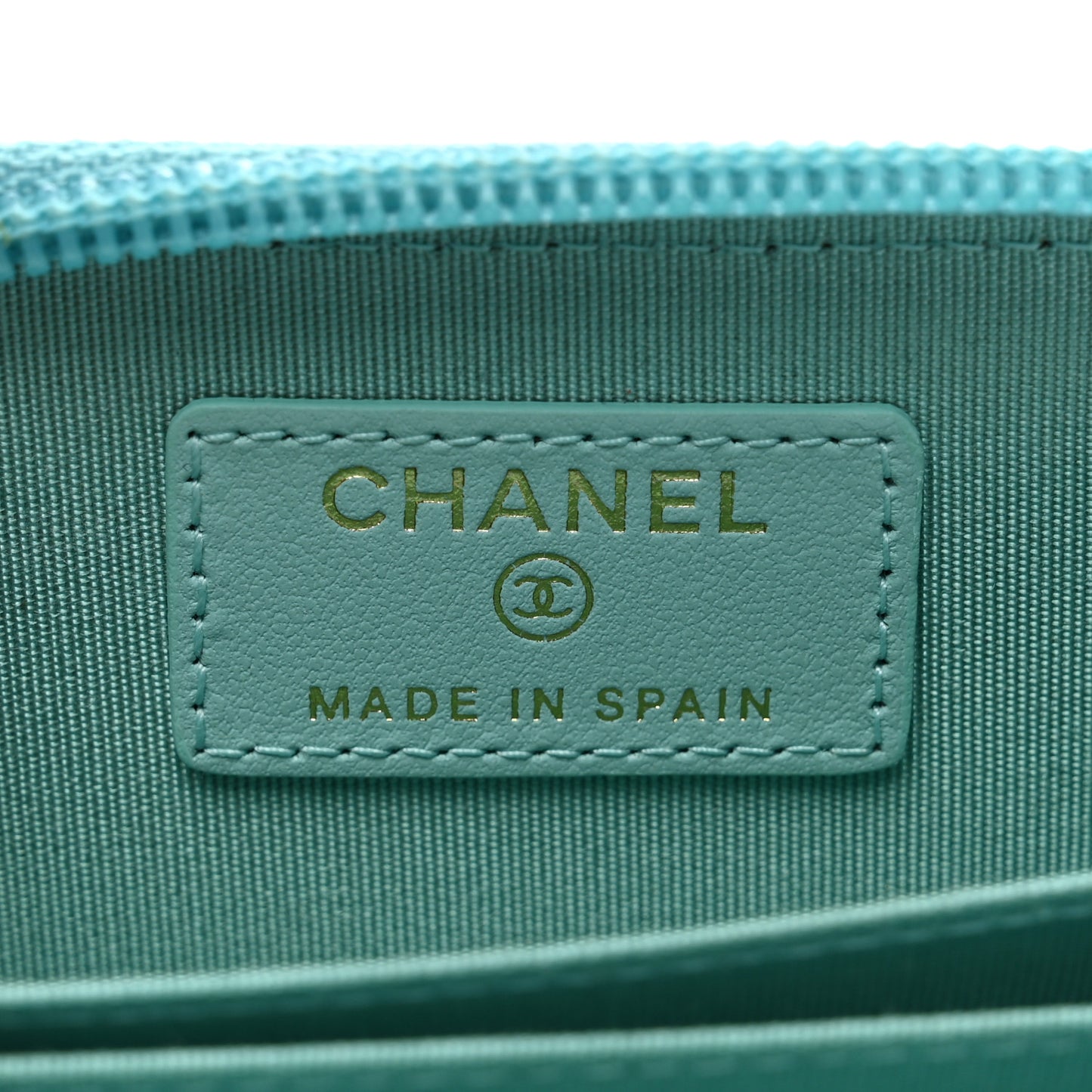Caviar Quilted Boy Zip Around Coin Purse Wallet Turquoise