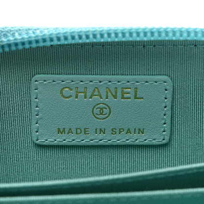 Chanel Caviar Quilted Boy Zip Around Coin Purse Wallet Turquoise 6 of 8