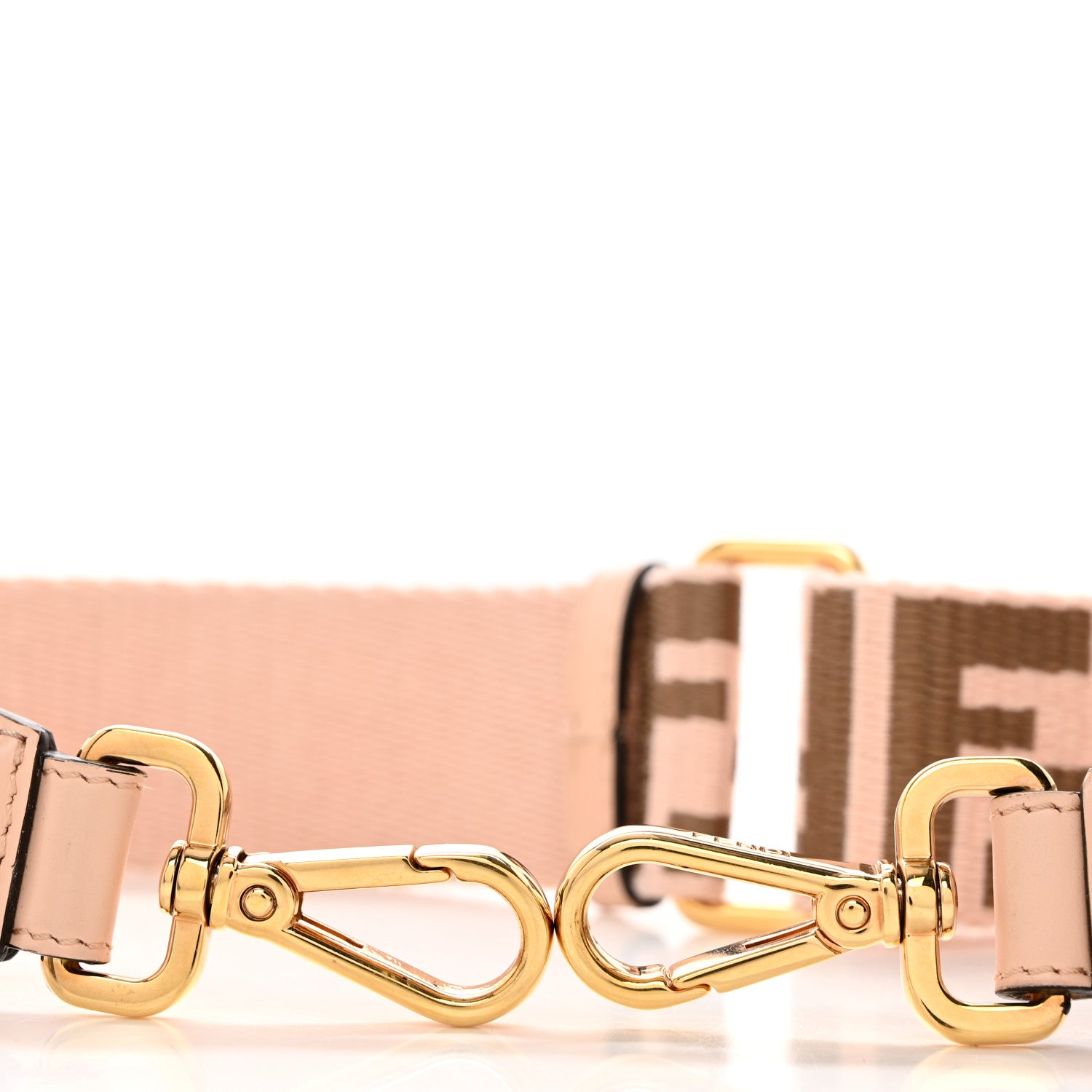 Fendi Jacquard Ribbon Vitello King FF Bi-Color Intreccio Adjustable Strap You Light Rose Camel 5 of 7