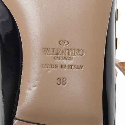 Valentino Garavani Patent Rockstud Cage Ballerina Flats 38 Black Poudre 6 of 10