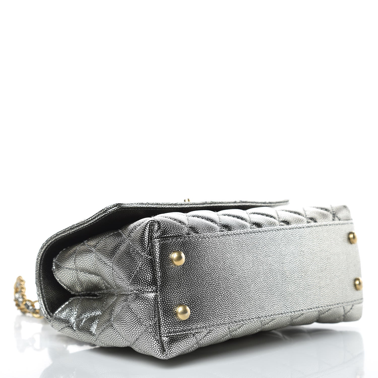 Chanel Metallic Caviar Quilted Mini Coco Handle Flap Silver 4 of 10