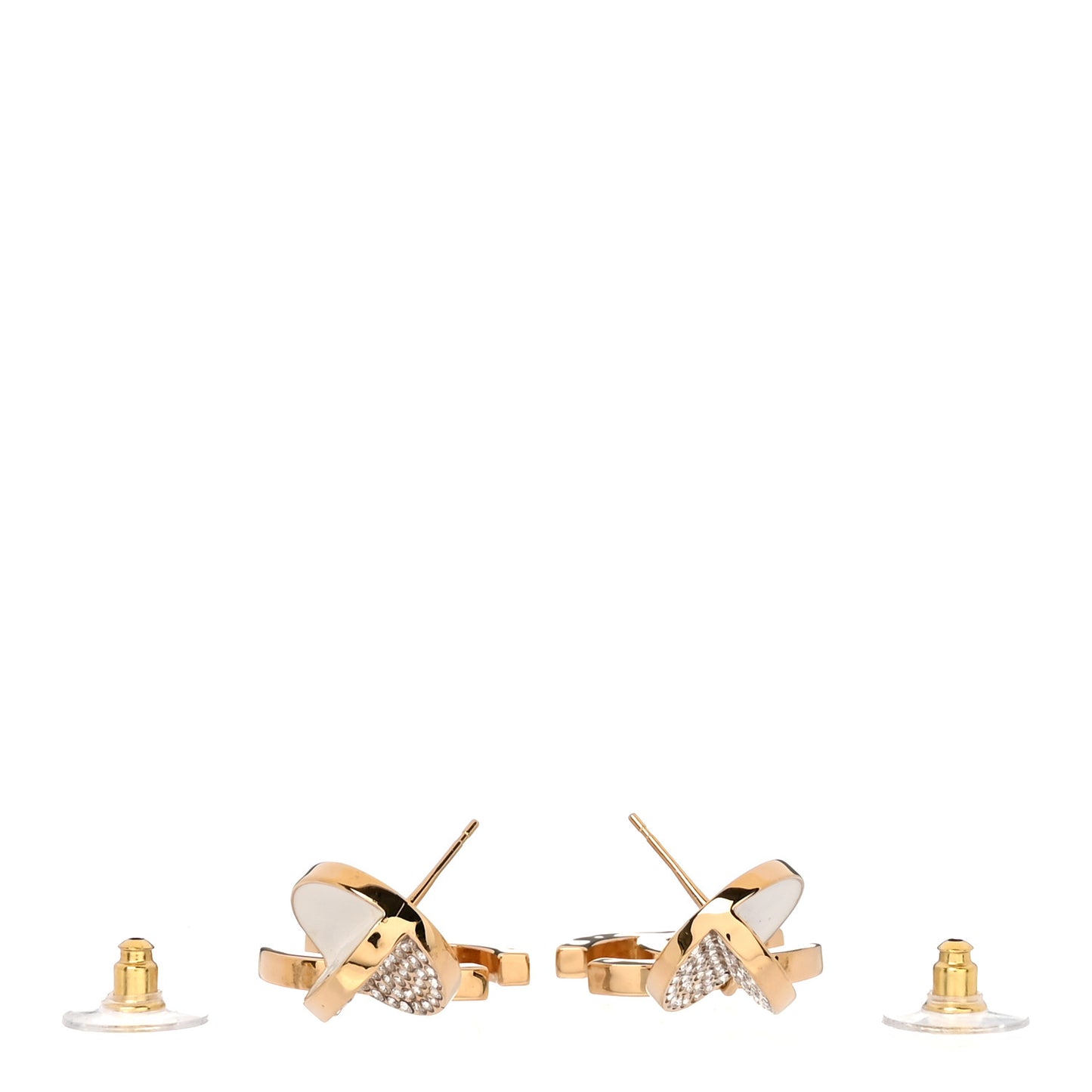 Crystal Resin CC Drop Earrings Gold White