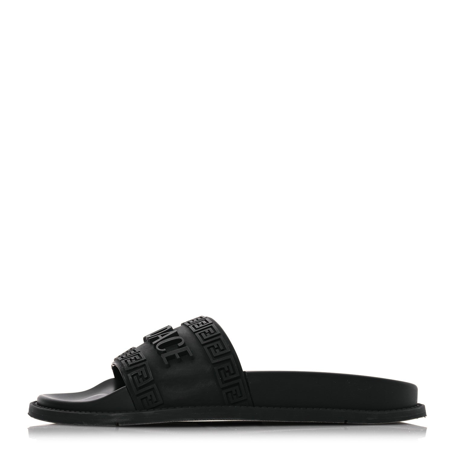 Fendi X VERSACE Rubber Logo Slide Sandals 38 Black 1 of 15